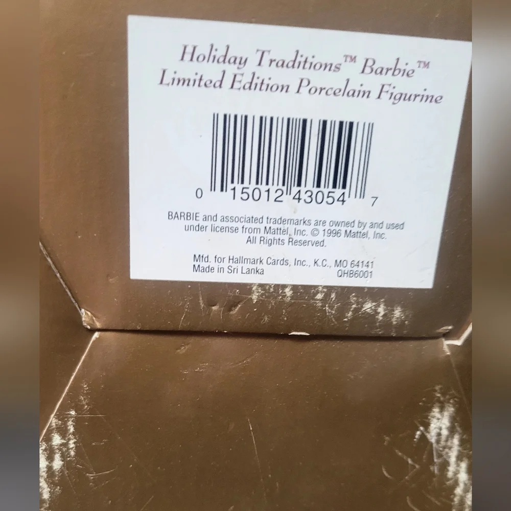 Hallmark Holiday Traditions Limited Edition Porcelain Barbie Figurine.